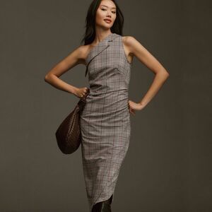 NWT Anthropologie Maeve One-Shoulder Asymmetrical Slim Midi Dress Size 6